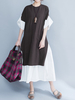 Patchwork Fake Two Pieces Short Sleeve O Neck Women Dresses