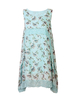 Patchwork Floral Printed Sleeveless Loose Asymmetry Hem Dress
