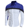 Patchwork Slim Fit Turn Down Collar Designer Dress Shirt for Men