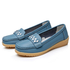 Pattern Color Blocking Soft Leather Casual Flat Shoes For Women