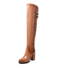 Pattern Leather Buckle Chunky Heel Over The Knee Boots