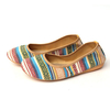 Pattern Stripe Colorful Folded Roll Egg Dance Flat Slip On Ballet Shoes