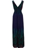 Peacock Feathers Printed Bohemia Beach Holiday Party Women Long Dress