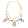 Pearl Crystal Chunky Letter Choker Pendant Necklace