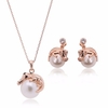 Pearl Jewelry Set Alloy Rhinestone Crocodile Pearl Earrings Necklace Set