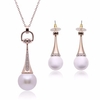 Pearl Jewelry Set Alloy Rhinestone Drop Earrings Necklace Set