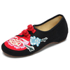 Peony Embroidered Chinese Style Old Peking Retro Canvas Shoes
