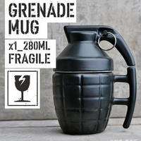 Personality Creativity Shrimp Mugs Grenade Bombs Ceramic Coffee Cups 3D Cubic Cups with Cup Cover