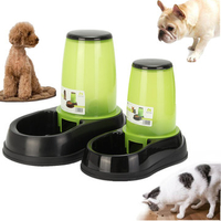 Pet Puppy Cat Automatic Food Feeder Water Bottles Dispenser Food Dish Bowl