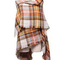 Plaid Grid Tassel Hem Scarf Soft Casmere Wrap Shawl
