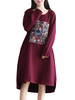Plaid Irregular Hem Printed Loose Long Sleeve Women Vintage Dress
