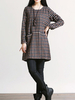 Plaid O-Neck Long Sleeve Pocket Mini Dress For Women