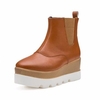 Platform Ankle Brown Color Match Slip On Warm Boots
