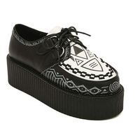 Platform Casual Pattern Scrawl Lace Up Shoes For Women