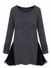 Pleated Chiffon Flared Peplum Slim Cotton Long Top Blouse