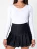 Pleated High Waist Slim Skirt Mini Zipper Snaps Black Dress