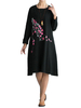 Plum Blossom Printing Dress Long Sleeve Dress For Women