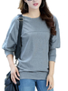 Plus Size Loose Bat Women Long Sleeve O-Neck T-Shirt