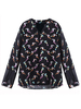 Plus Size Animal Bird Printed Chiffon Pullover Women Blouse