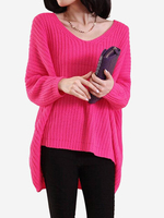 Plus Size Asymmetric Solid Long Sleeve Pullover Sweater