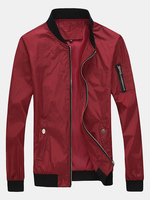 Plus Size Baseball Slim Fit Arm Zipper Pocket Windproof Solid Color Blazer Jacket for Men