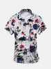 Plus Size Beach Seaside Fashion Flowers Printing Loose Short Sleeve Dress Shirts for Men