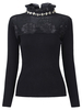 Plus Size Bead Embroidery Patchwork Stand Collar Long Sleeve Sweater
