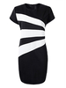 Plus Size Black and White Stripe Elegant Women Work Dress