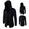 Plus Size Black Fashion Casual Mid Long Cloakman Cloak Hooded Jacket for Men