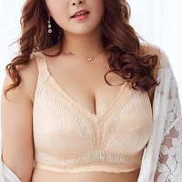 Plus Size Breathable Wireless Gather Full Cup Thin Bras