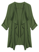 Plus Size Brief Casual Long Sleeve Chiffon Cardigan