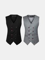 Plus Size Business Formal Double Breasted Suit Vest British Style Waistcoats for Men