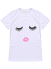 Plus Size Casual 3D Eyelash Lip Printed T-Shirt For Women