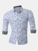 Plus Size Casual Business Printing Fashion Slim Fit Long Sleeve Dress Shirts for Men