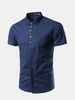 Plus Size Casual Business Slim Fit Pure Color Short Sleeve Dress Shirts for Men