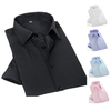 Plus Size Casual Business Slim Fit Solid Color Turn-Down Collar Dress Shirts for Men