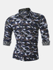Plus Size Casual Camouflage Printing Fashion Slim Fit Long Sleeve Dress Shirts for Men