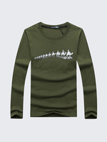 Plus Size Casual Cotton Camel Printing O-Neck Long Sleeve T-Shirt For Men