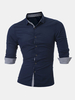 Plus Size Casual Fashion Solid Color Breathable Slim Long Sleeve Dress Shirts for Men