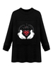 Plus Size Casual Heart Printed Long Sleeve Women Tops