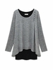 Plus Size Casual Long Sleeve Patchwork Irregular Hem Blouse