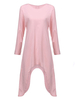 Plus Size Casual Long Sleeve Solid Color High Low Dress