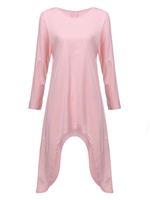 Plus Size Casual Long Sleeve Solid Color High Low Dress