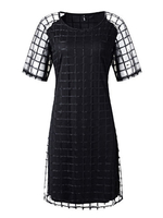 Plus Size Casual Plaid Mesh Netted Women Straight Dress