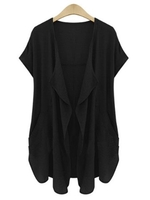 Plus Size Casual Short Sleeve Linen Loose Cardigan