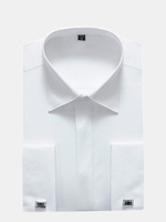 Plus Size Casual Solid Color Long Sleeve Folds Swallow Collar Dress Shirts for Men
