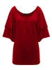 Plus Size Casual Solid Off Shoulder Ruffle Tops For Women