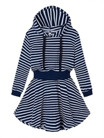 Plus Size Casual Stripe Hoodie Slim Dress