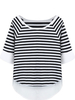 Plus Size Casual Stripe Patchwork Short Sleeve Women T-shirt