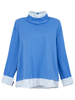Plus Size Casual Turtleneck Long Sleeve Patchwork Women Blouse